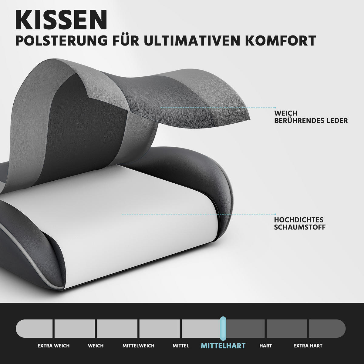 GAMING-STUHL ergonomisch verstellbar PVC Black Gray - Schwarz, Kunststoff (63/120.5/58.5cm) - Meubliv