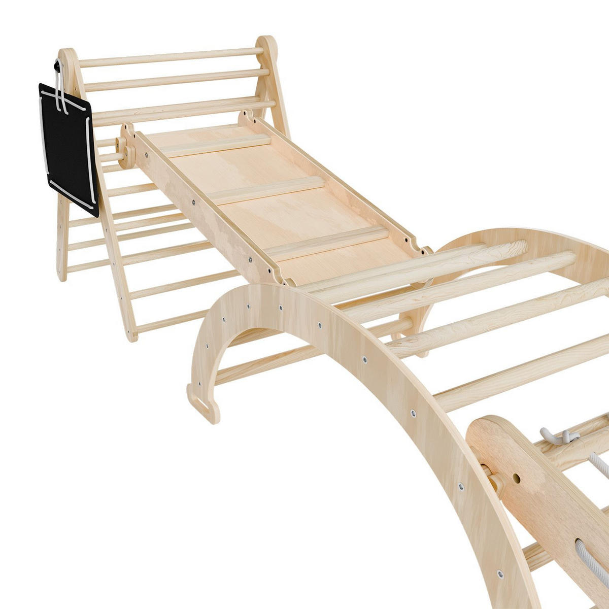 KLETTERDREIECK Movario mit Kissen 80x50cm - Groß - Naturfarben, Holz (56/101/54cm) - Juskys