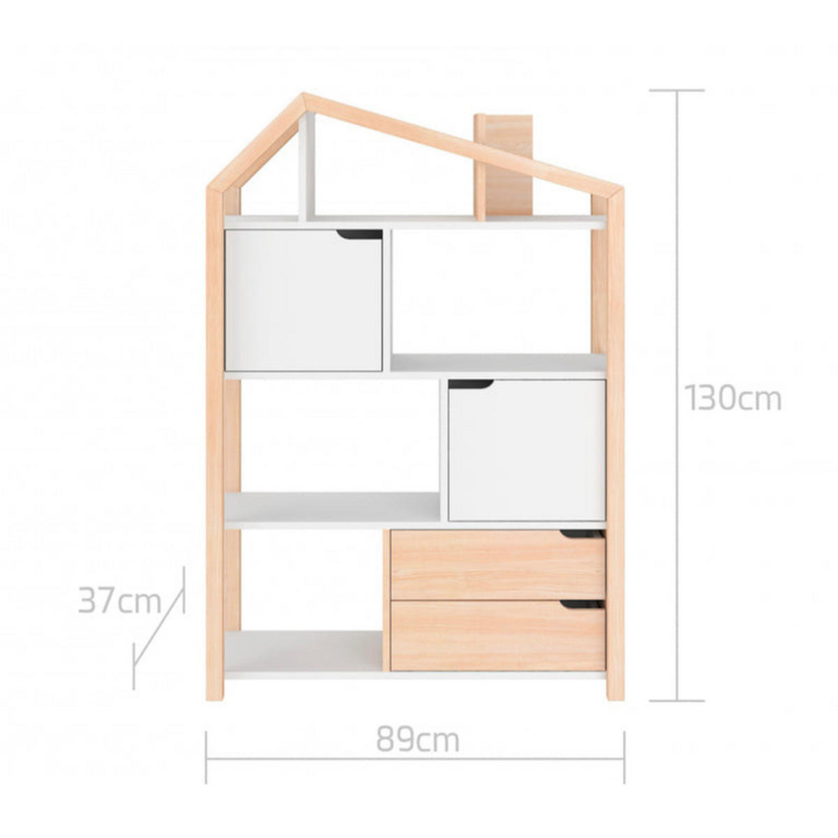 KNJIŽNI REGAL Phoebe Les in bela barva - rjava, leseni material (89/130/31cm) - Petits-meubles