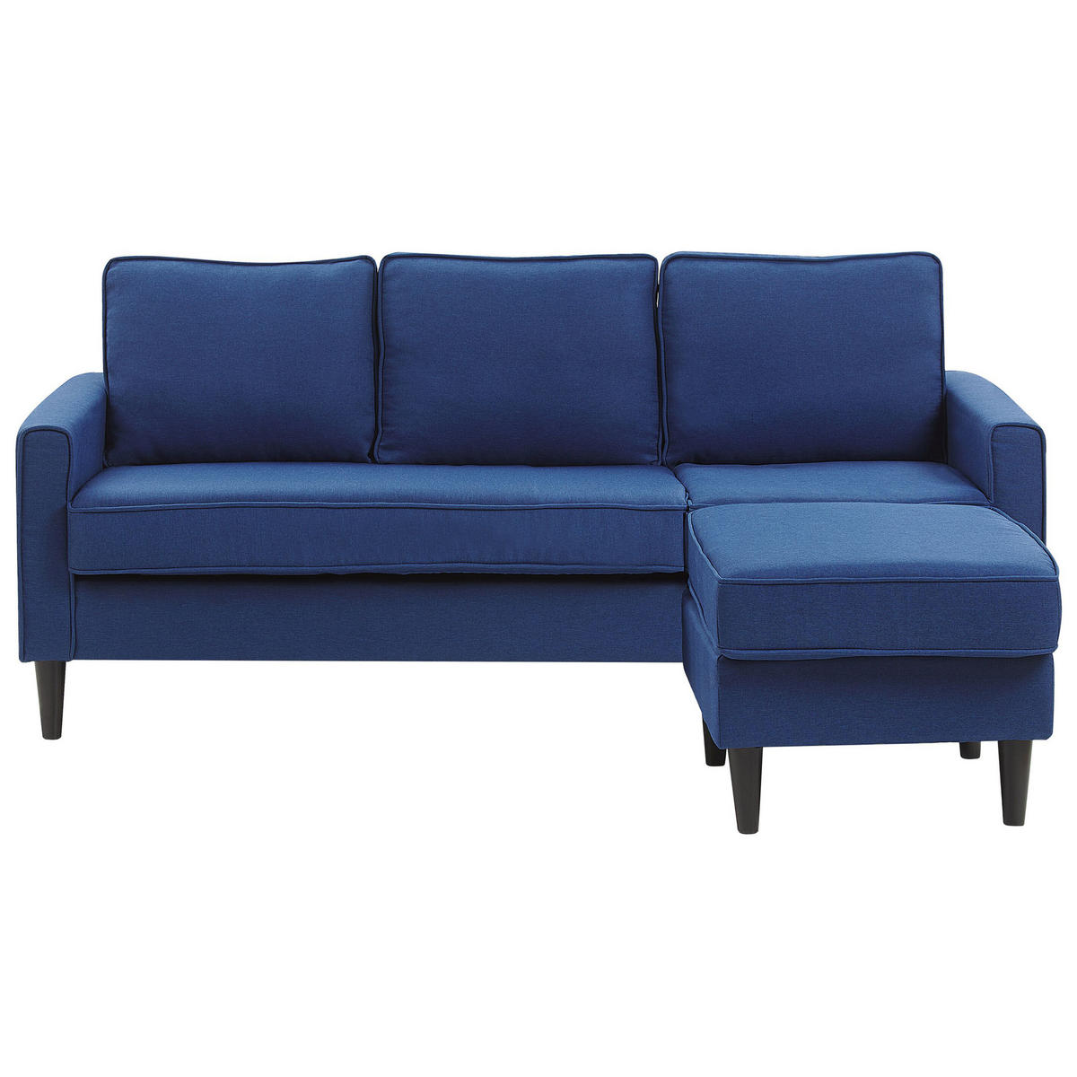 3-SITZER-SOFA mit Ottomane Polsterbezug Blau Avesta - Dunkelblau, Textil (186/85/131cm) - Beliani