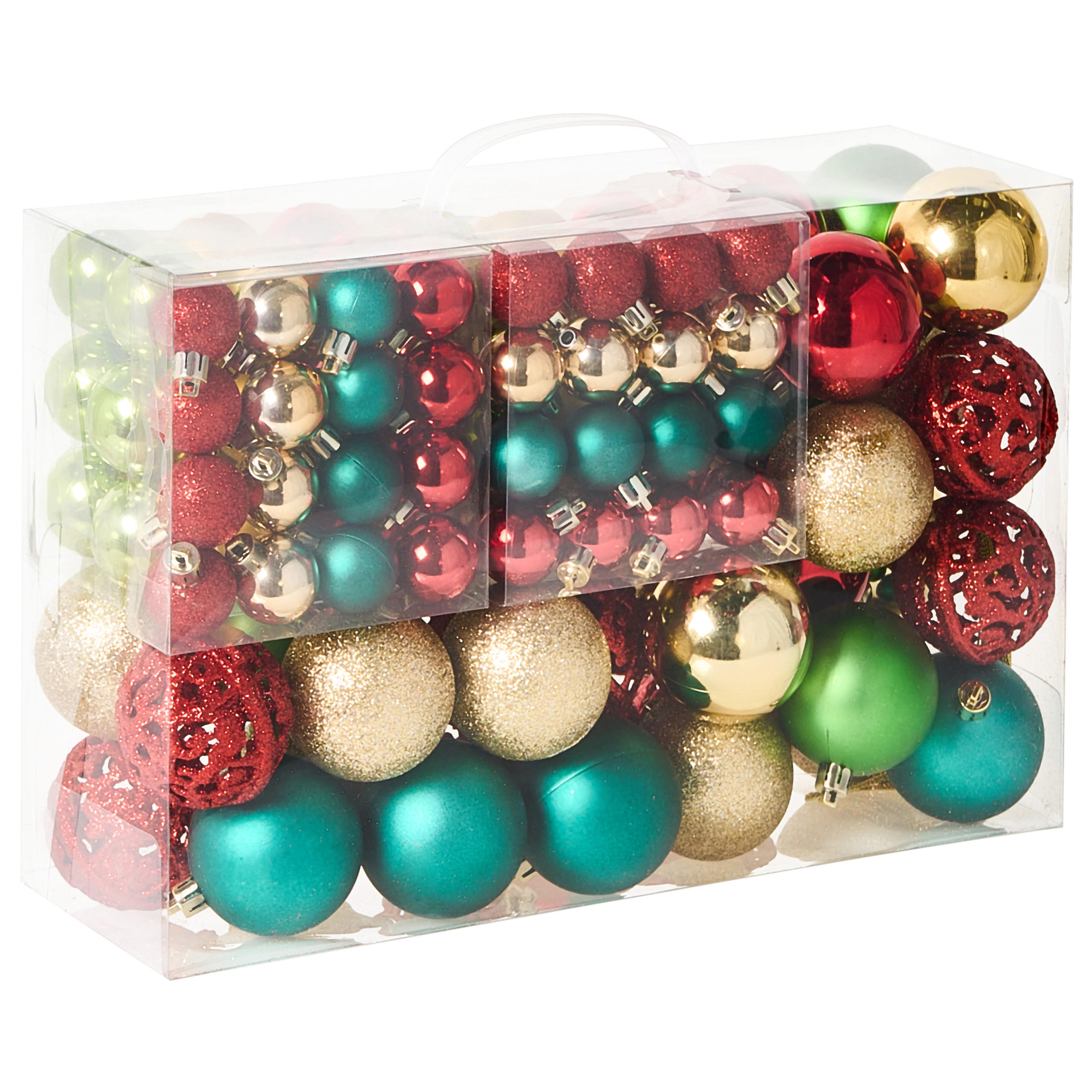 WEIHNACHTSKUGEL 100er Set Bunt Vanern - Goldfarben/Multicolor, Kunststoff (6/7/6cm) - Beliani