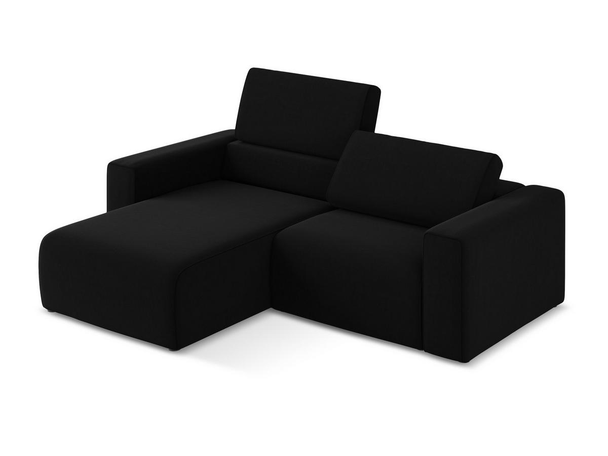 ECKSOFA Links Samt Stoff Schwarz - Schwarz/Grün, Kunststoff/Textil (167/224cm) - Makamii