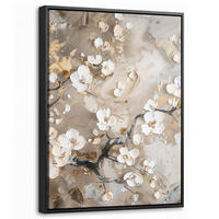 LEINWAND Bilder mit Rahmen - Blumen - Weiß - Gold - Beige - Luxus - 30x40 - Greige, Textil (30/40cm) - MuchoWow