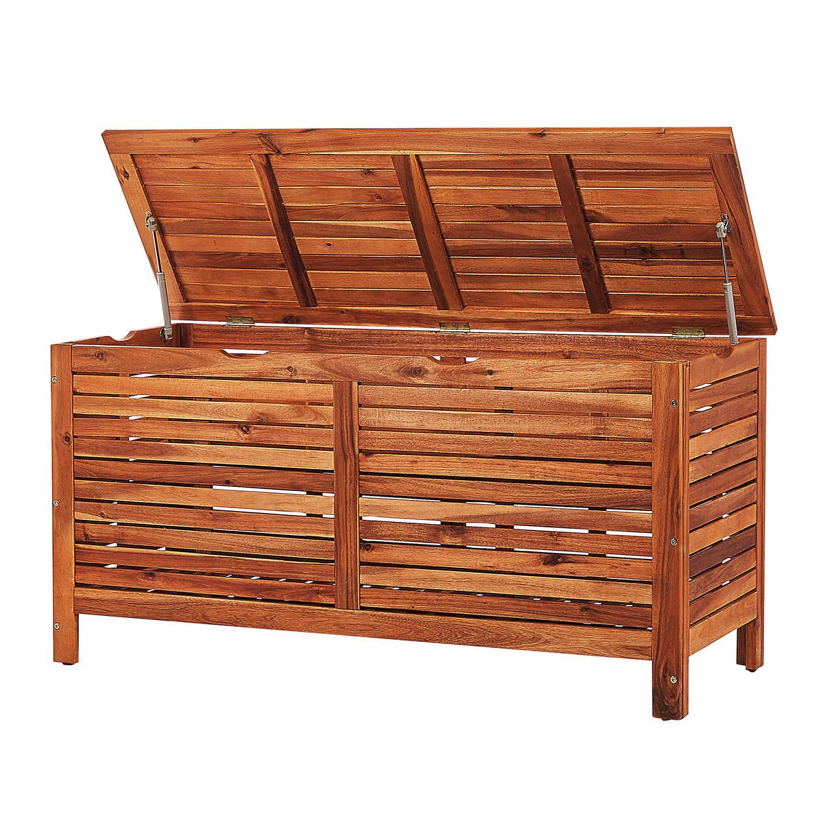 AUFLAGENBOX Akazienholz dunkelbraun 130/48 cm Riviera - Dunkelbraun, Holz (130/64/48cm) - Beliani