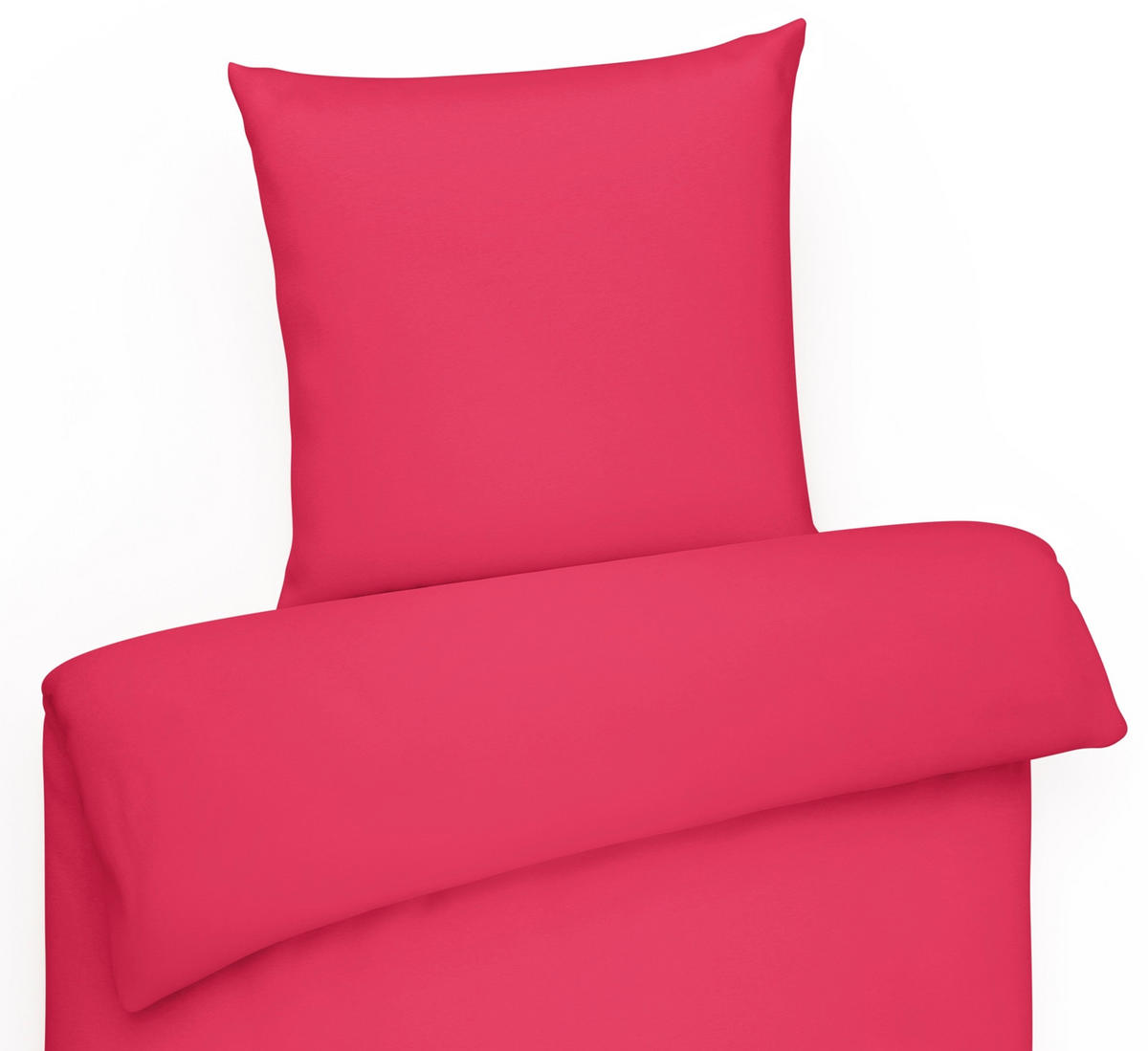 MAKO-SATIN-BETTWÄSCHE 155x220 Bettbezug einfarbig 100% Baumwolle - Uni Himbeere - Hellrot, Textil (155/220cm) - Carpe Sonno