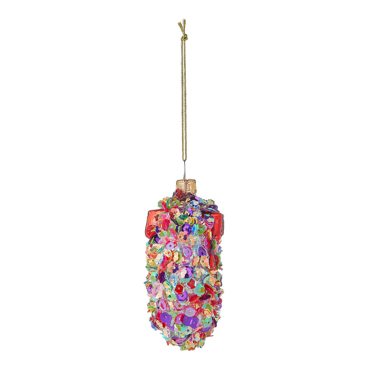 WEIHNACHTSBAUMKUGEL Hang On Pailleten-Kranz - Rot, Glas (4/9/9cm) - Butlers