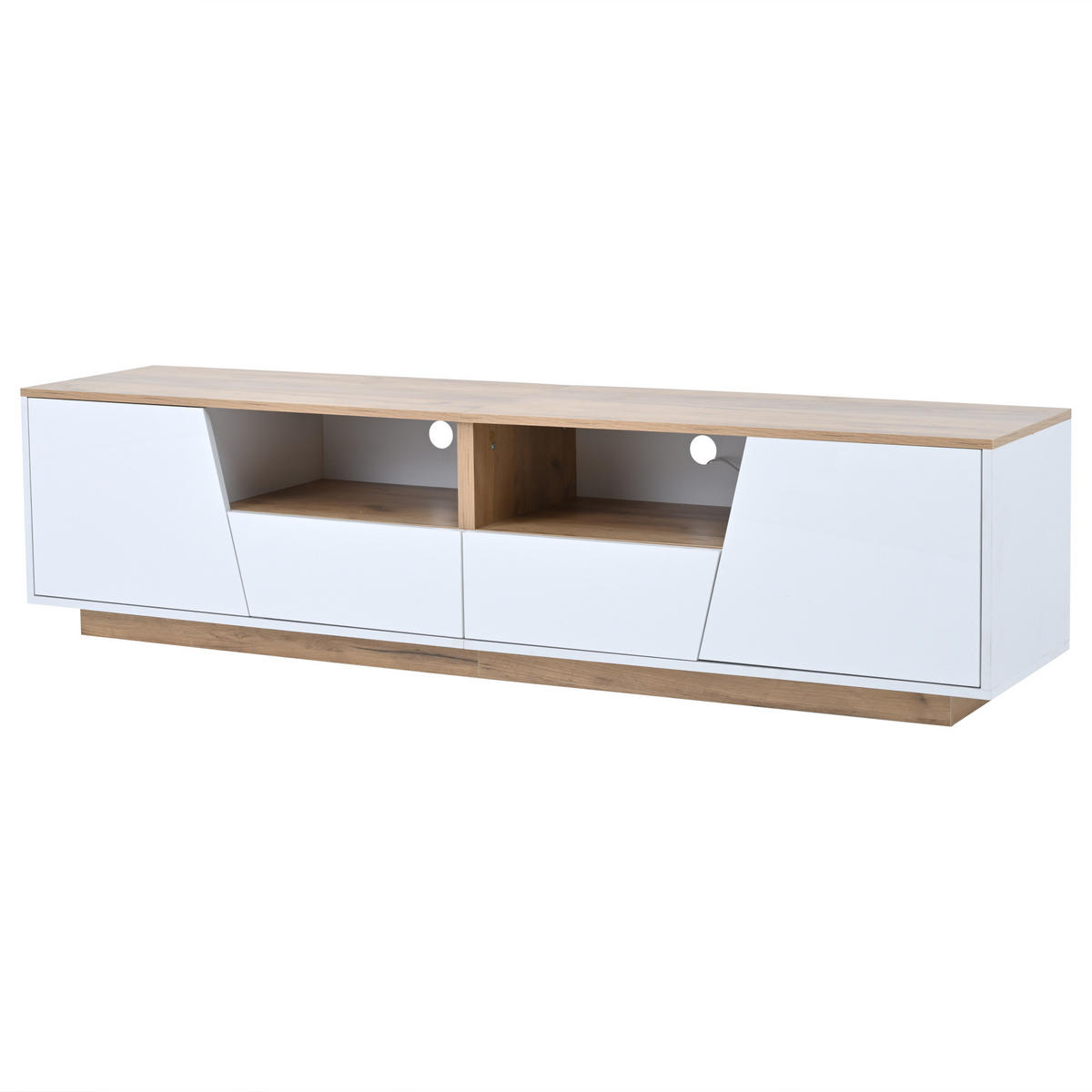 LOWBOARD Modellname Weiß und Naturfarben 180/40/46 cm - Weiß, Holz (180/46/40cm) - PANGIVO