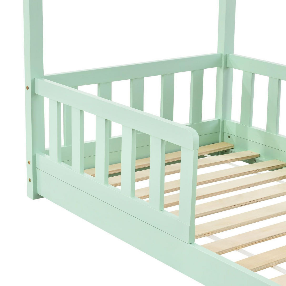 KINDERBETT Marli mit Matratze mint 80x160 cm - Grün, Holzwerkstoff (80/160cm) - Juskys