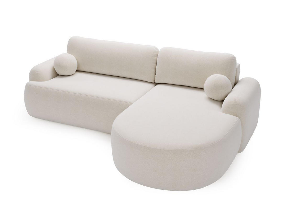 ECKSOFA Aurio weiß Rechts - Weiß, Holz/Textil (261/177cm) - Graingold