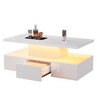 COUCHTISCH 100/50/39 cm Weiß aus Spanplatte mit LED-Lichtleiste - Weiß, Holzwerkstoff (100/50/39cm) - OKMYHOME