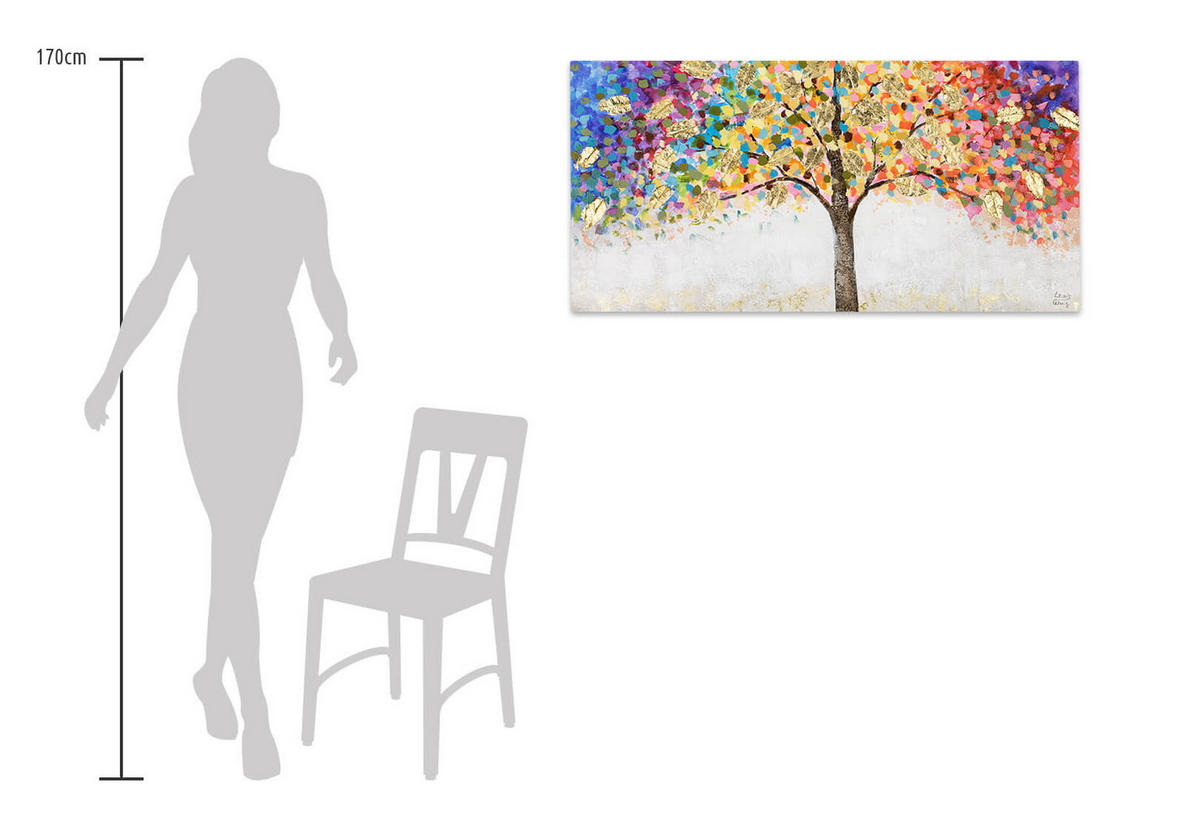 ÖLGEMÄLDE 120/60 cm - Blau/Gelb, Holz/Textil (120/60cm) - KUNSTLOFT