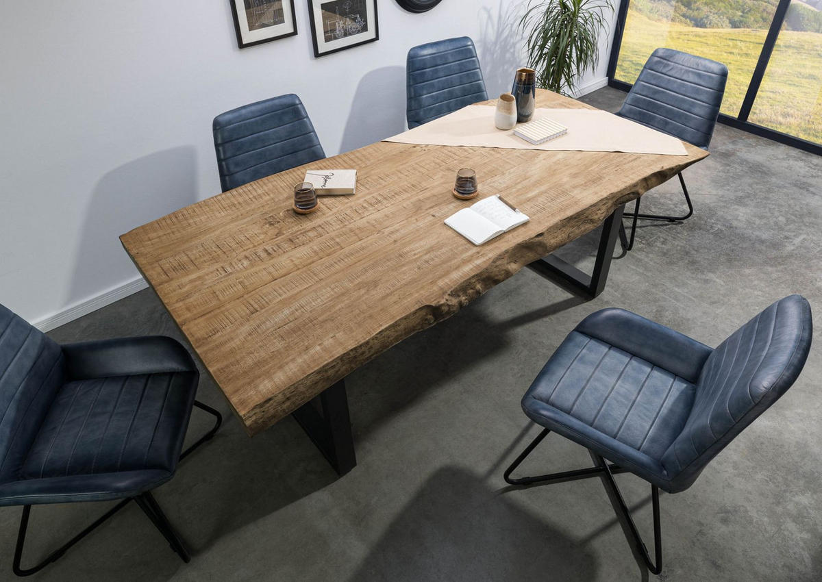 BAUMTISCH Mango 200x100x77 beige lackiert / U-Beine anthrazit matt FREEFORM 5 - Beige, Holz (200/100/77cm) - Massivmoebel24