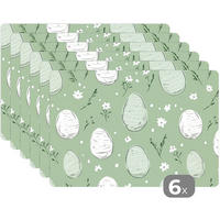 PLATZSETS 6er-Set Grün - Eier - Muster Unterlage 45x30 cm - Waldgrün, Kunststoff (0.3/45/30cm) - MuchoWow