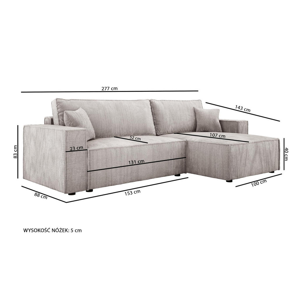 Thumbnail - DomoHome Ecksofa, Beige, Textil, Rechteckig, 277x143 cm, Wohnzimmer, Sofas & Couches, Wohnlandschaften, Ecksofas