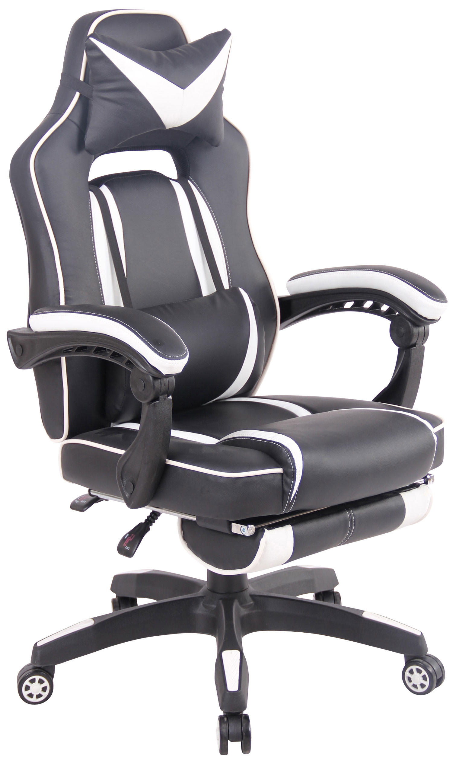 CHEFSESSEL Lederlook schwarz/weiß - Schwarz/Weiß, Kunststoff/Textil (68/114/61cm) - CLP