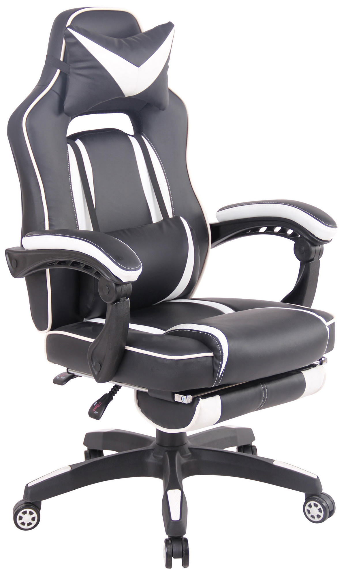 CHEFSESSEL Lederlook schwarz/weiß - Schwarz/Weiß, Kunststoff/Textil (68/114/61cm) - CLP