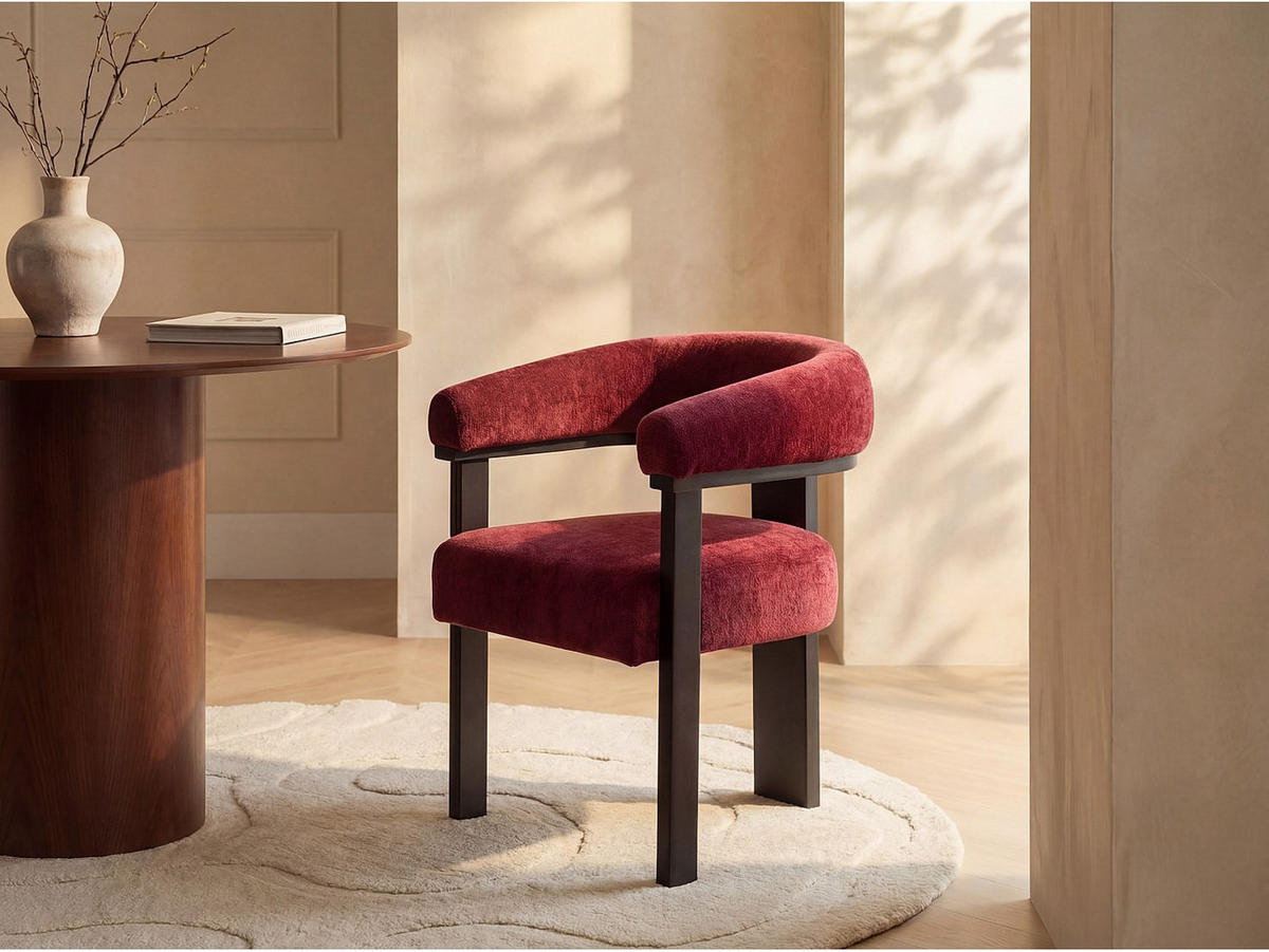 STUHL - 64 cm x 60 cm - holz - schwarz, bordeaux Livelia - Schwarz, Textil (64/78/60cm) - Vente-Unique