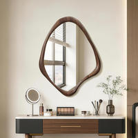 SPIEGEL braun, asymmetrisch, 75 × 60 cm, mit Holzrahmen - Braun, Glas/Holz (59/2.5/75cm) - Hometopia