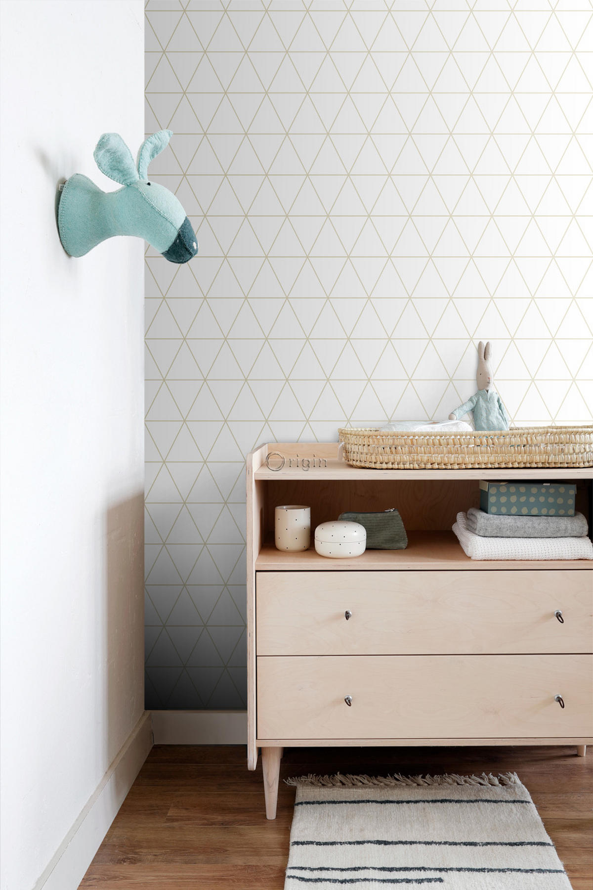 TAPETE grafische Dreiecke 53 cm x 10.05 m - Weiß, Papier (53/1000cm) - Origin Wallcoverings