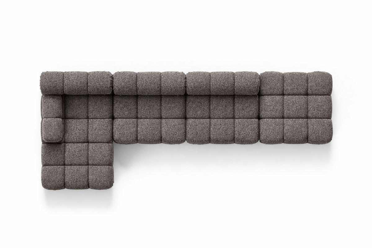 ECKSOFA L-Form XL, Stoff Bouclé Abriamo, Braun, Links, Selia L XL - Braun, Holz (380/160cm) - Kaiser Möbel
