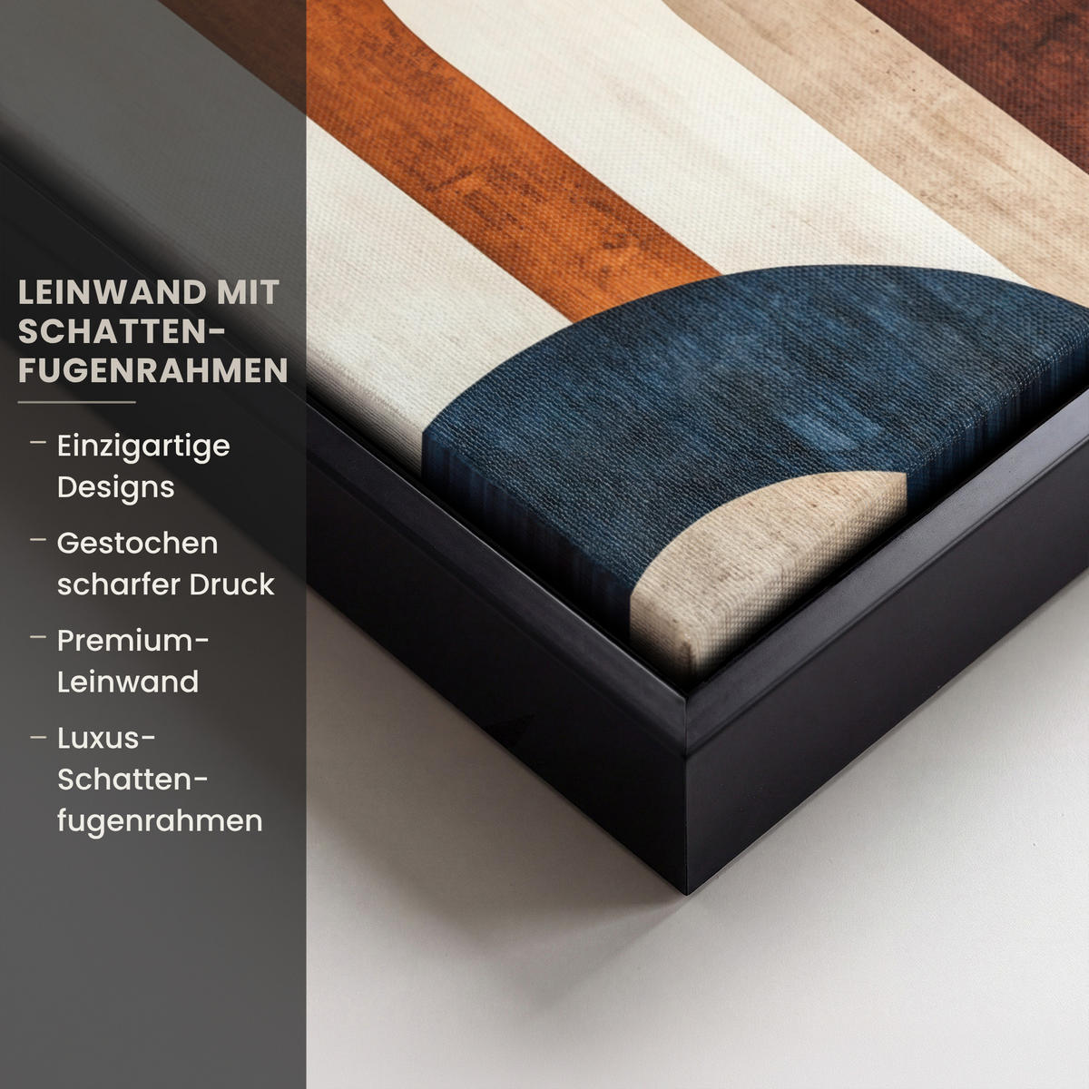 LEINWAND Bilder mit Rahmen - Abstrakt - Formen - Dunkelblau - 20x30 - Cognac, Textil (20/30cm) - MuchoWow
