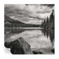 FOTOTAPETE 250x250 cm - Bergpanorama - Schwarz, Textil (250/250cm) - Wallfluent
