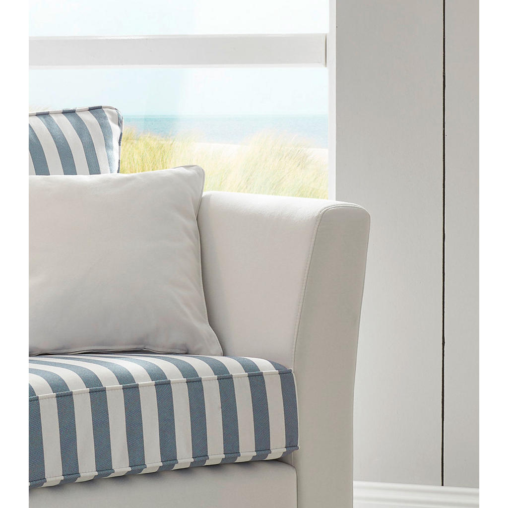 Thumbnail - Furn.Design Sessel, Creme, Blau, Textil, Echtholz, Gestreift, Uni, 1-Sitzer, eckig, 95x88x161 cm, Wohnzimmer, Sessel, Po...