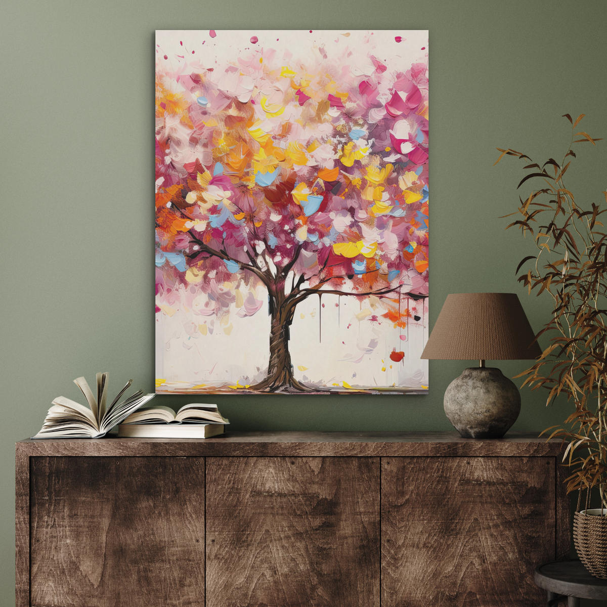 AKUSTIKPANEEL Aquarell - Baum - Kunst - Abstrakt 60x80 cm - Multicolor, Textil (60/0.9/80cm) - MuchoWow