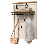 GARDEROBENPANEEL Kaschmir, Stein Eiche Landhaus 76 x 100 cm, Wandgarderobe mit Kleiderstange - Kaschmir/Eichefarben, Holzwerkstoff (76/100/26cm) - Top.Furn