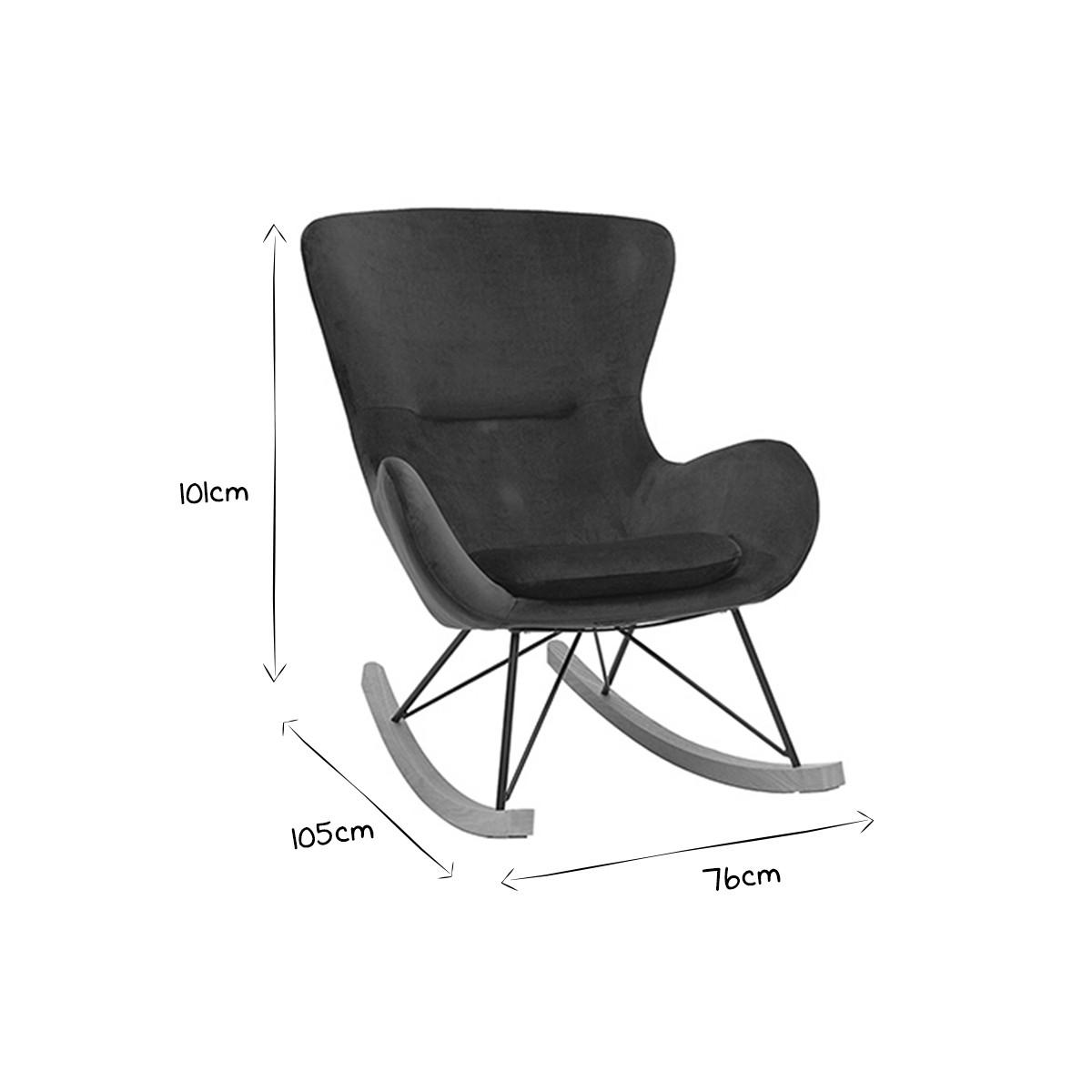 SCHAUKELSTUHL Design Velours Petrol ESKUA - Blau, Kunststoff (104/100/77cm) - Miliboo