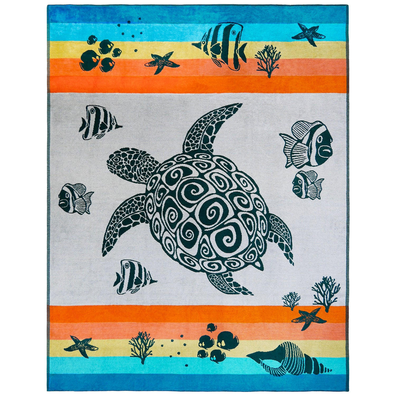 STRANDTUCH aus Veloursfrottee Jacquard Mehrfarbig 140x180 400g/m² - Anafi - Multicolor, Textil (140/180cm) - LE COMPTOIR DE LA PLAGE