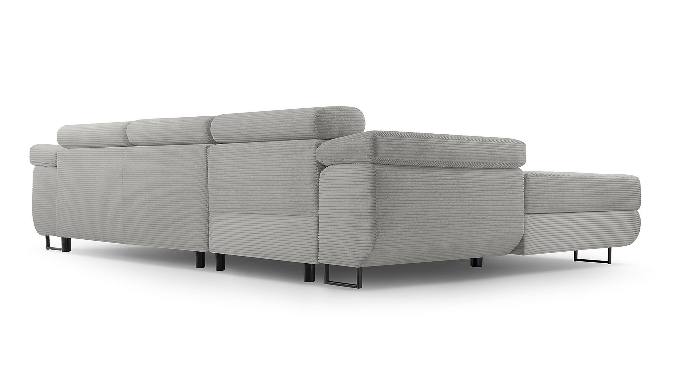 ECKSOFA L Form Arborio Hellgrau 280/203/90 cm Links mit Schlaffunktion - Hellgrau/Schwarz, Textil/Metall (203/280cm) - AX Living