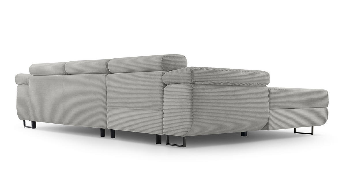 ECKSOFA L Form Arborio Hellgrau 280/203/90 cm Links mit Schlaffunktion - Hellgrau/Schwarz, Textil/Metall (203/280cm) - AX Living