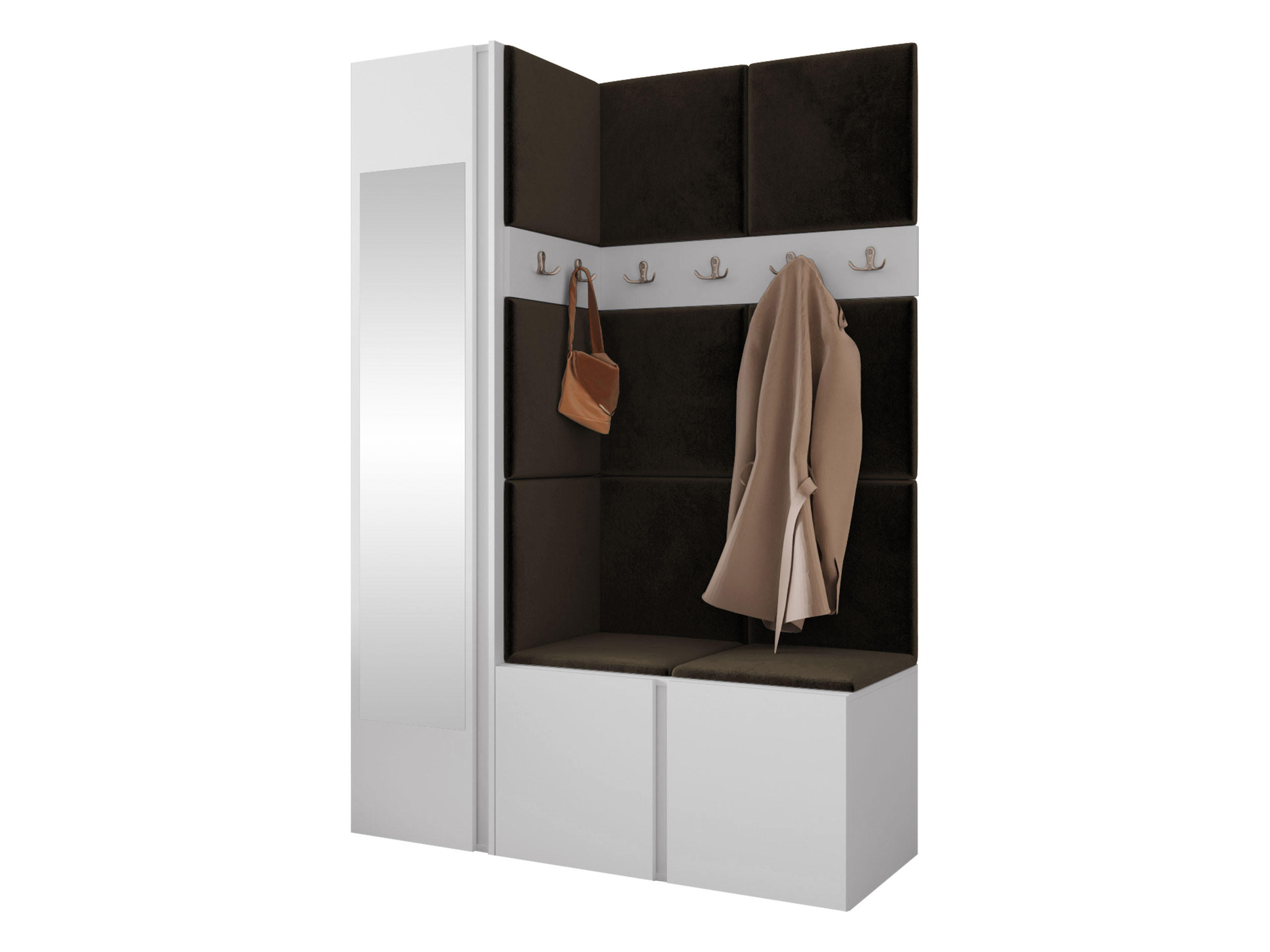 GARDEROBEN-SET Orion X - Weiß/Braun, Holzwerkstoff/Kunststoff (124/186/46cm) - MIRJAN24