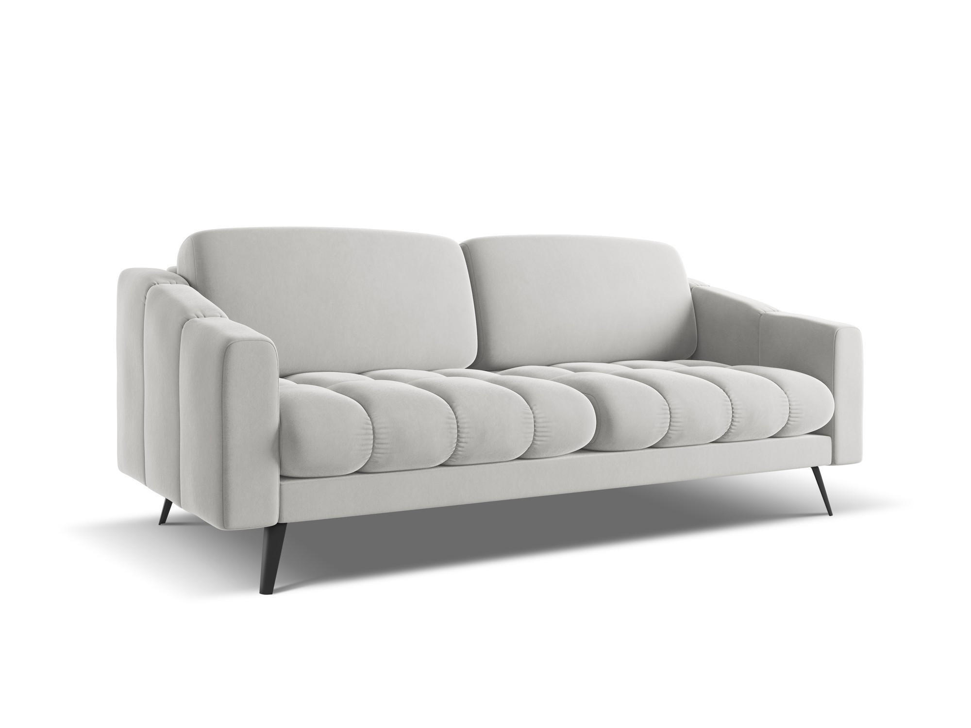 3-SITZER SOFA Samt Stoff Grau - Silberfarben/Schwarz, Textil/Metall (202/80/95cm) - Makamii