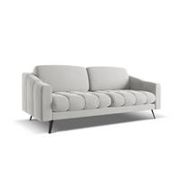 3-SITZER SOFA Samt Stoff Grau - Silberfarben/Schwarz, Textil/Metall (202/80/95cm) - Makamii