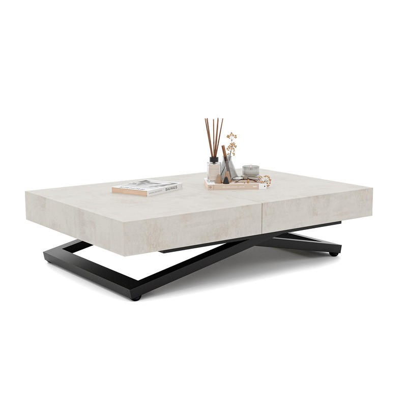 COUCHTISCH SANELLE ausziehbar mit Liftfunktion, 120/80/76 cm Schwarz / Weiß - Schwarz/Weiß, Holzwerkstoff/Metall (120/80/27cm) - Idohome