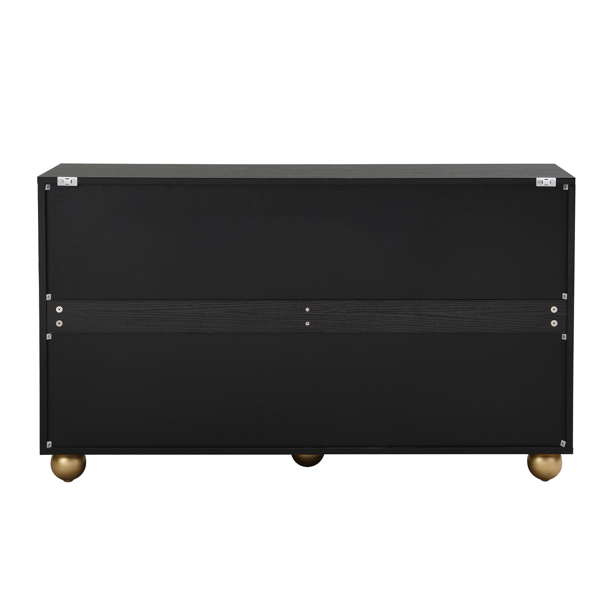 SIDEBOARD mit 4 Türen mit verstellbaren Innenregalen und graviertem Muster,Schwarz - Goldfarben/Schwarz, Holzwerkstoff/Metall (120/71.5/35cm) - EVRYAE