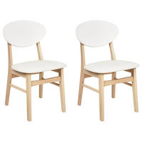 ESSZIMMERSTUHL 2er-Set Cremeweiß Amery - Weiß/Braun, Holz (45/80/50cm) - Beliani