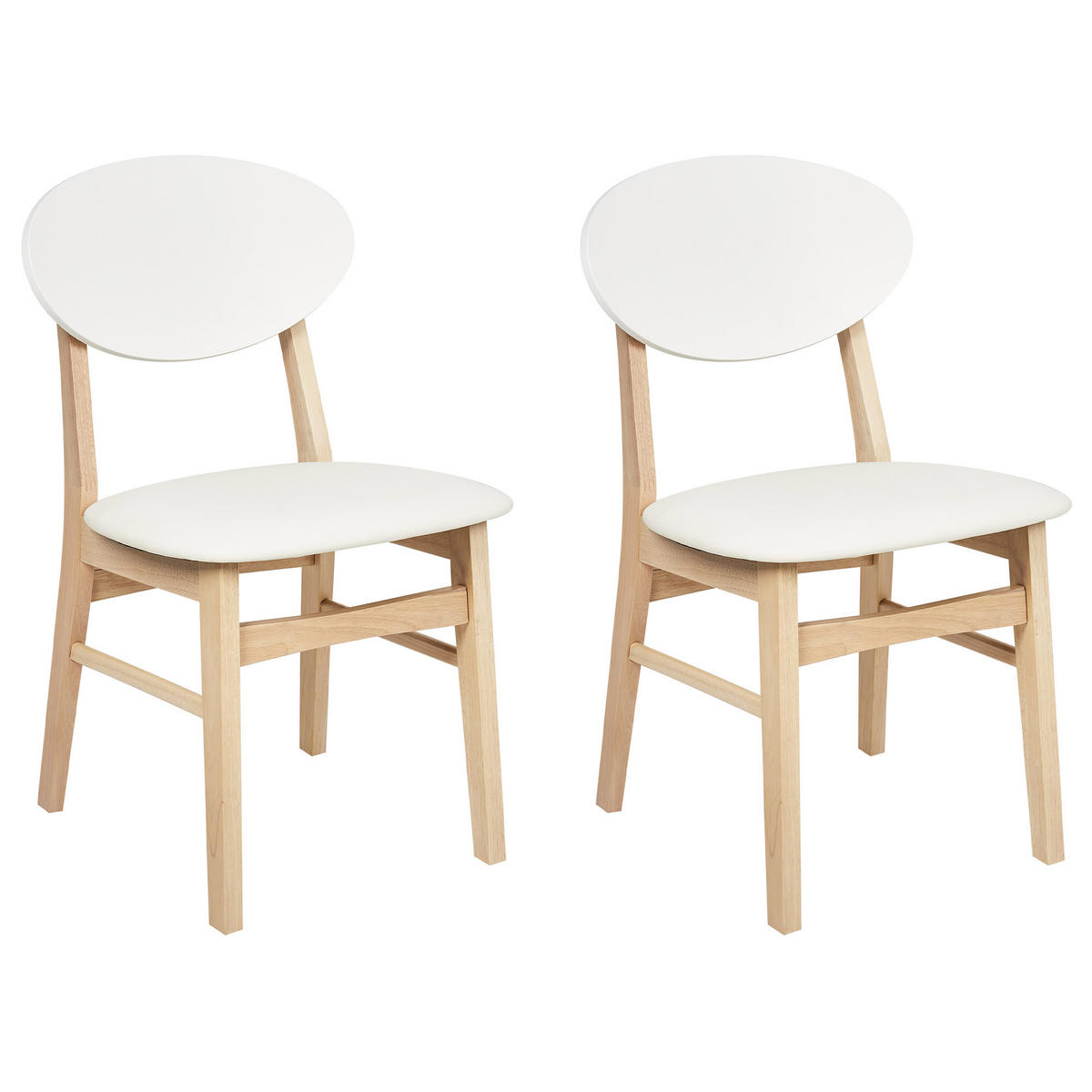 ESSZIMMERSTUHL 2er-Set Cremeweiß Amery - Weiß/Braun, Holz (45/80/50cm) - Beliani