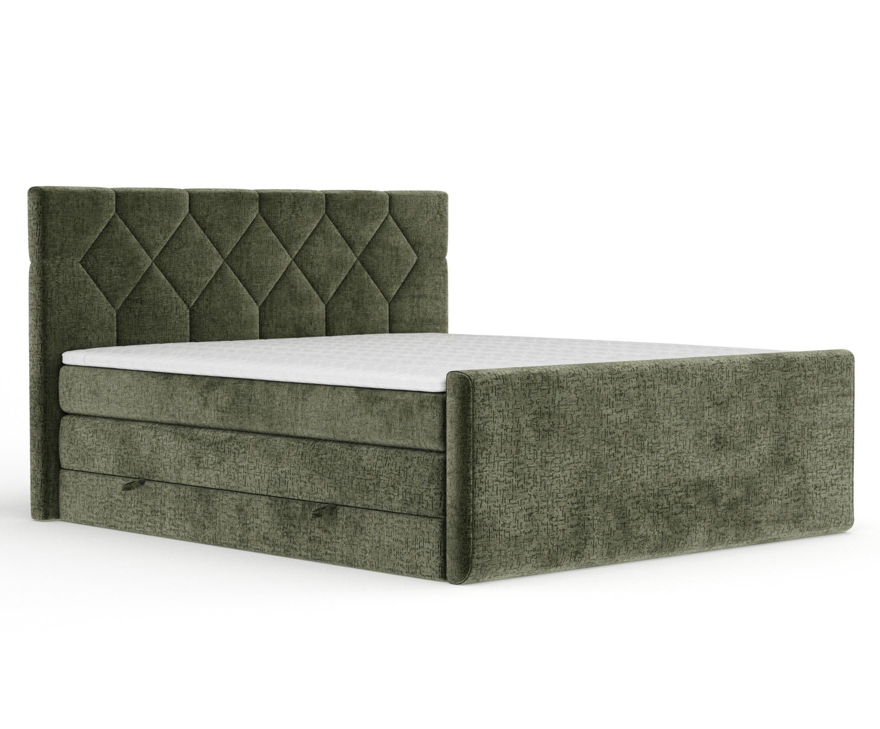 BOXSPRINGBETT Toma Olivenfarbe 140/200 cm - Schwarz/Olivgrün, Holz/Holzwerkstoff (140/200cm) - Maison de Reve