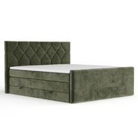 BOXSPRINGBETT Toma Olivenfarbe 140/200 cm - Schwarz/Olivgrün, Holz/Holzwerkstoff (140/200cm) - Maison de Reve