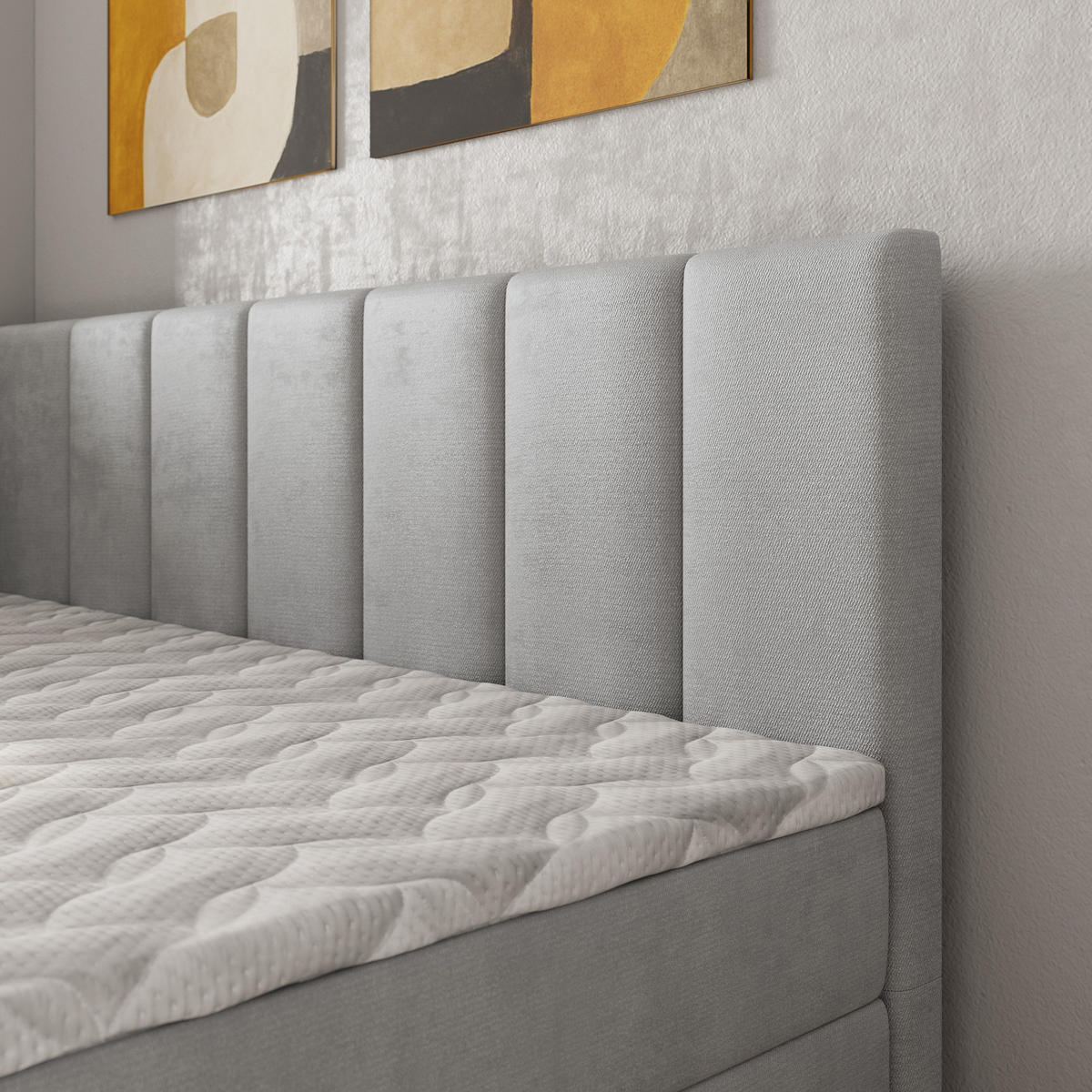 BOXBETT BEVE 80x200 cm mit Matratze und Topper, H2+H3 - Hellgrau - Hellgrau, Holz (80/200cm) - MASSENO