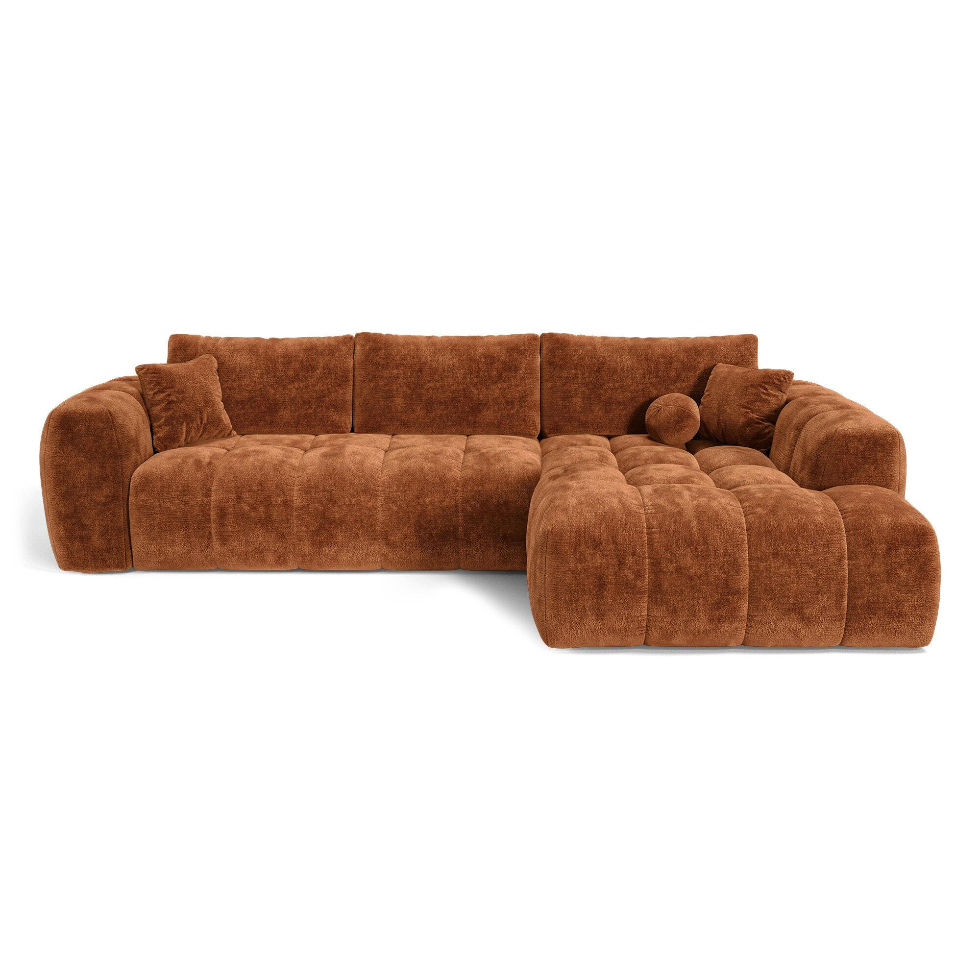 ECKSOFA rechtwinklig SKY Geprägter Samt Terrakotta 310cm - Dunkelorange/Terracotta, Textil (310/180cm) - Premium Interiors