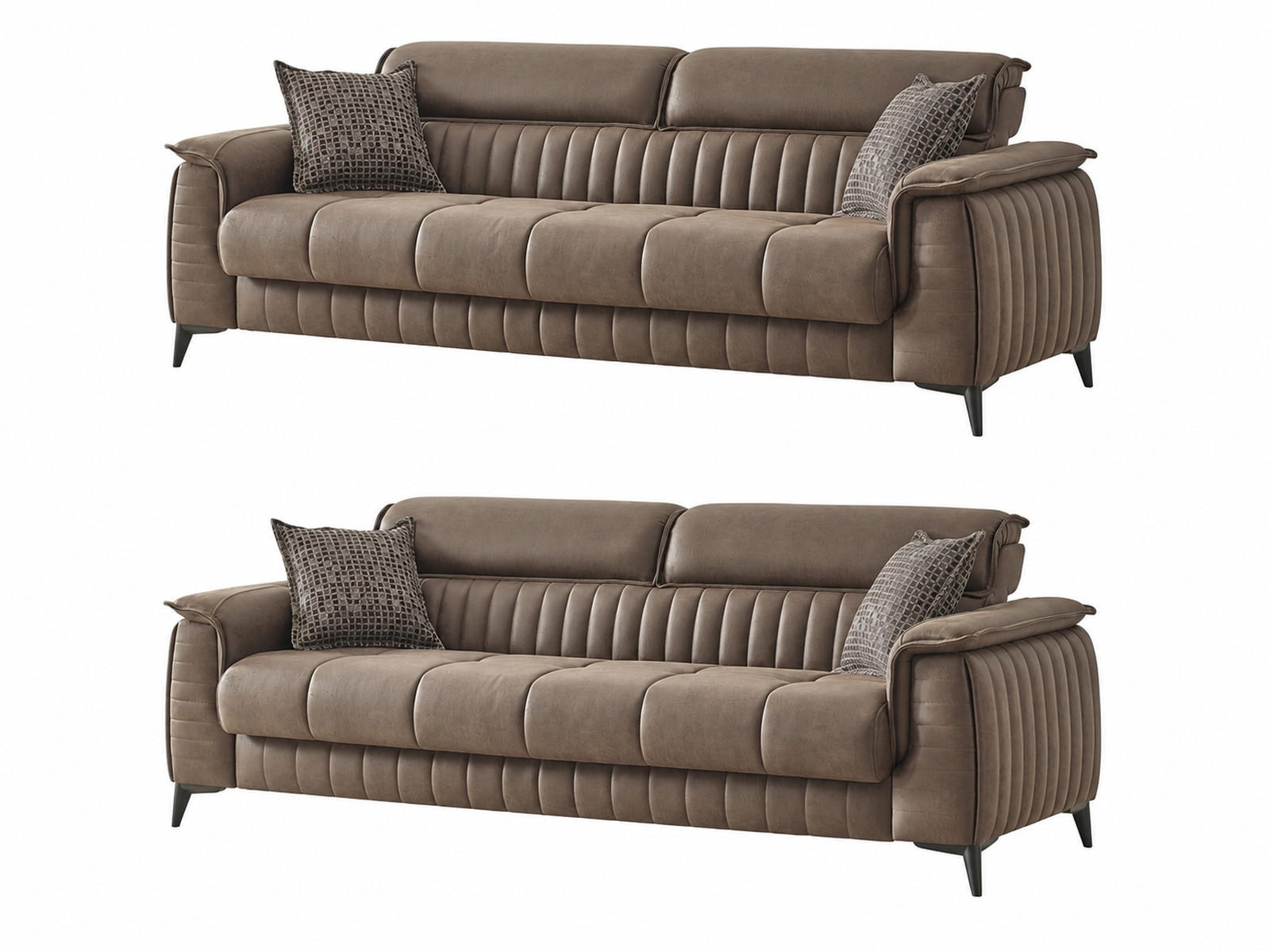 SITZGARNITUR Regina, Braun Stellvariante 3+3 - Braun, Holzwerkstoff/Kunststoff (243/85/95cm)