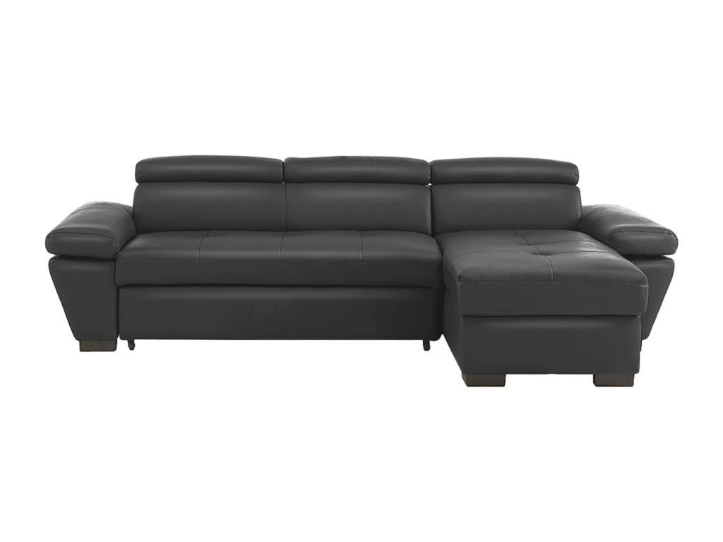 ECKSOFA Leder mit Schlaffunktion - Ecke Rechts - Anthrazit - JONOVA - Anthrazit, Leder (154/256cm) - Vente-Unique