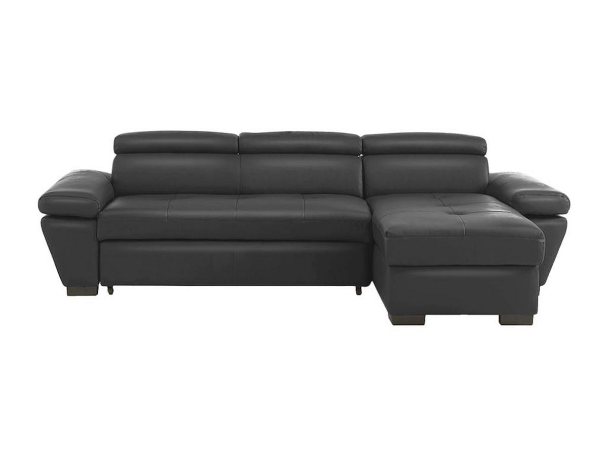 ECKSOFA Leder mit Schlaffunktion - Ecke Rechts - Anthrazit - JONOVA - Anthrazit, Leder (154/256cm) - Vente-Unique