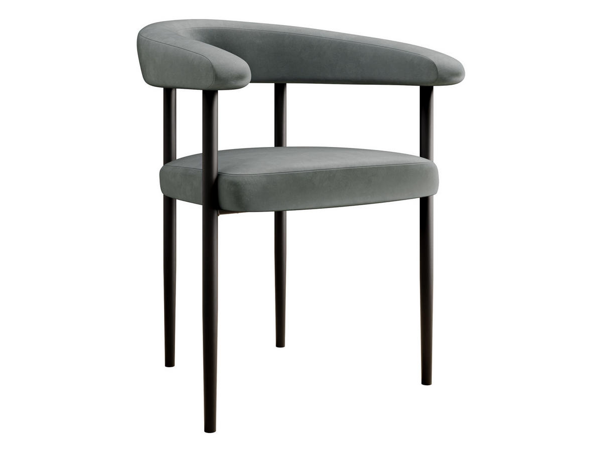 POLSTERSTUHL Aria - Dunkelgrau/Schwarz, Textil/Metall (61/73/56cm) - MIRJAN24