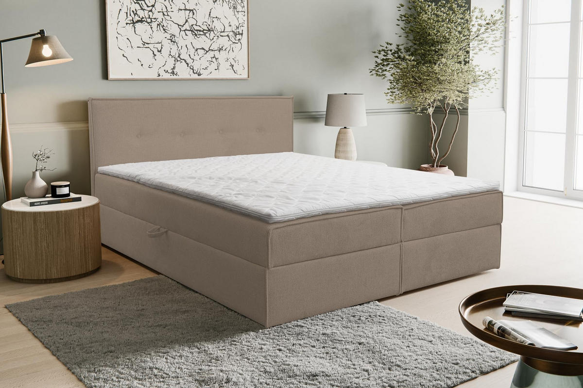 BOXBETT CALIDO mit zwei Bettkästen H2/H3 Matratze und Topper 180 x 200 cm - Braun, Holzwerkstoff (180/200cm) - VENASI MÖBEL