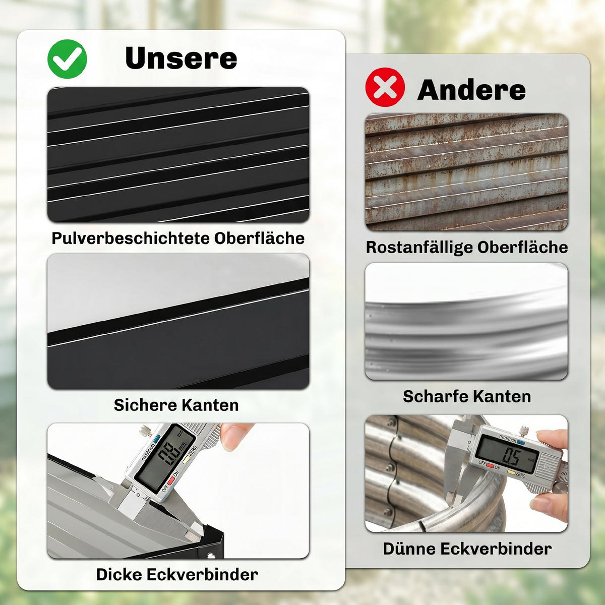 HOCHBEET, Blumenkasten, Gemüsebeet, für Garten, Terrasse, Balkon, Stahl, Grau - Grau, Metall (120/30/120cm) - Outsunny